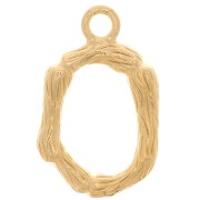 Pendentif lettre alphabet effet bambou 16x10 mm - O - Doré à l'or fin x1