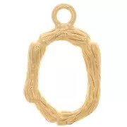 Pendentif lettre alphabet effet bambou 16x10 mm - O - Doré à l'or fin x1