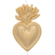 Perle coeur Ex-voto mexicain 16x10 mm - Doré à l'or fin x1