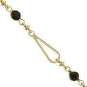 Chaîne maille fantaisie - perles en verre facettées 5.5 mm - Doré - Noir x50cm