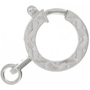 Fermoir à ressort 15 mm - motif ethnique - avec anneau ouvert - Argent 925 x1