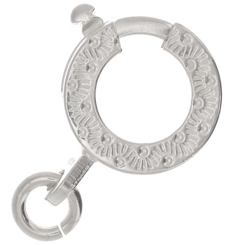 Fermoir à ressort 10 mm - motif ethnique - avec anneau ouvert - Argent 925 x1