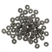 Perles Heishi rondelles en céramique 5.3x2.5 mm - Gris foncé mat x30