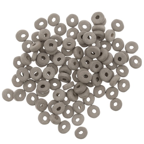 Perles Heishi rondelles en céramique 5.3x2.5 mm - Marron glacé mat x30