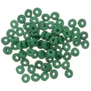 Perles rondelles Heishi en céramique 5.3x2.5 mm - Vert sapin mat x30