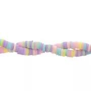 Perles Heishi rondelles  en pâte polymère 4x1mm - Multicolore pastel - violet x39cm