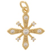 Pendentif croix avec oxydes de Zirconium  18x16 mm - Doré - Crystal x1