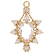 Pendentif goutte en verre avec oxydes de Zirconium 24x16 mm - Doré - Crystal x1