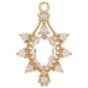 Pendentif goutte en verre avec oxydes de Zirconium 24x16 mm - Doré - Crystal x1