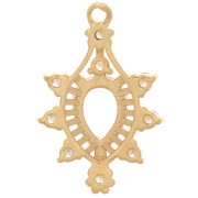 Pendentif goutte en verre avec oxydes de Zirconium  24x16 mm - Doré - Crystal x1