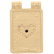 Pendentif plaque travaillé motif coeur avec oxydes de Zirconium  20x13 mm - Doré - Crystal x1