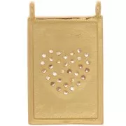 Pendentif plaque - motif coeur - avec oxydes de Zirconium 21x13 mm - Doré - Crystal x1