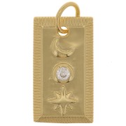 Pendentif plaque motif étoile et lune avec  oxyde de Zirconium  22x13 mm - Doré - Crystal x1|raw }}