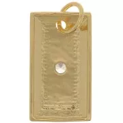 Pendentif plaque motif étoile et lune avec  oxyde de Zirconium  22x13 mm - Doré - Crystal x1