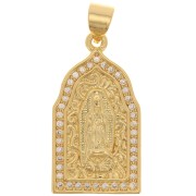 Pendentif religieux - motif Vierge - avec oxydes de Zirconium  24x13 mm - Doré - Crystal x1
