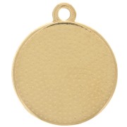 Pendentif rond motif soleil & lune avec résine époxy 18 mm - Doré à l'or fin x1