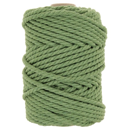 Bobine de cordon en coton pour macramé 5 mm - Vert eucalyptus x50m