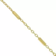 Chaîne maille Forçat avec des tubes 1.2 mm - Argent 925 Doré à l'or fin x50cm