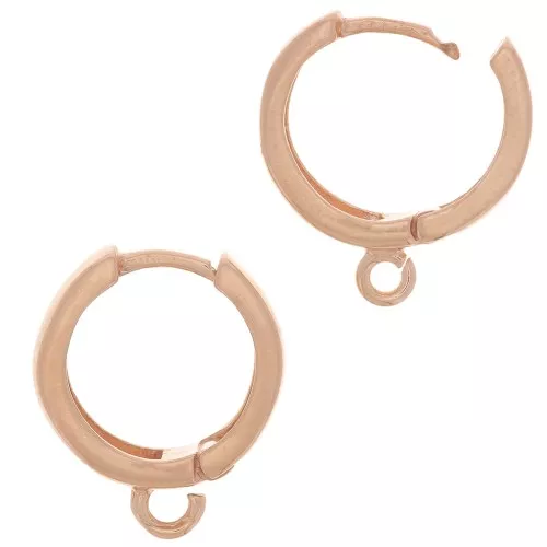 Dormeuses créoles avec anneau ouvert 13 mm - Argent 925 Doré rose x2