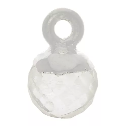 Breloque boule facettée 6 mm - pierre gemme - Argent 925 - Cristal de roche x1