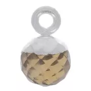 Breloque boule facettée 6 mm - pierre gemme - Argent 925 - Quartz fumé x1