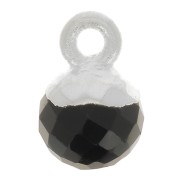 Breloque boule facettée 6 mm - pierre gemme - Argent 925 - Onyx noir x1