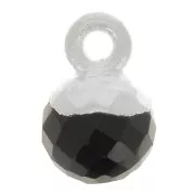 Breloque boule facettée 6 mm - pierre gemme - Argent 925 - Onyx noir x1