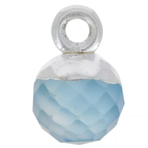 Breloque boule facettée 6 mm - pierre gemme teintée - Argent 925 - Onyx bleu x1