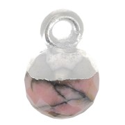 Breloque boule facettée 6 mm - pierre gemme - Argent 925 - Rhodonite x1|raw }}