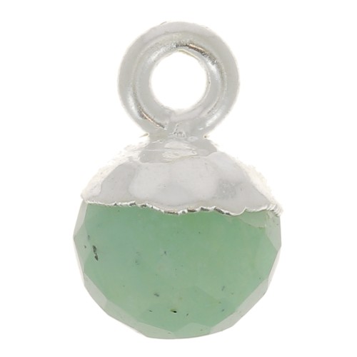 Breloque boule facettée 6 mm - pierre gemme - Argent 925 - Amazonite x1