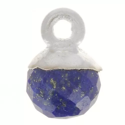 Breloque boule facettée 6 mm - pierre gemme - Argent 925 - Lapis lazuli x1