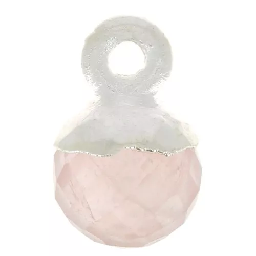 Breloque boule facettée 6 mm - pierre gemme - Argent 925 - Quartz rose x1