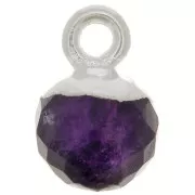 Breloque boule facettée 6 mm - pierre gemme - Argent 925 - Amethyste x1