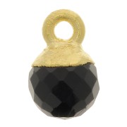 Breloque boule facettée 6 mm - Argent 925 Doré à l'or fin - Onyx noir x1|raw }}