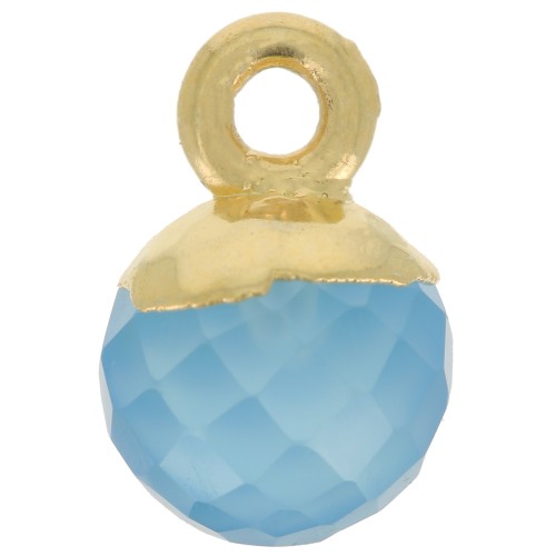 Breloque boule facettée 6 mm - Argent 925 Doré à l'or fin - Onyx bleu x1
