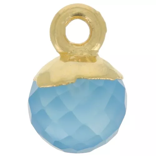 Breloque boule facettée 6 mm - Argent 925 Doré à l'or fin - Onyx bleu x1
