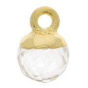 Breloque boule facettée 6 mm - Argent 925 Doré à l'or fin - Cristal de roche x1