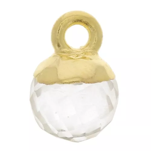 Breloque boule facettée 6 mm - Argent 925 Doré à l'or fin - Cristal de roche x1