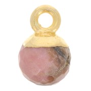 Breloque boule facettée 6 mm - Argent 925 Doré à l'or fin - Rhodonite x1