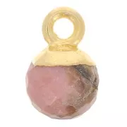Breloque boule facettée 6 mm - Argent 925 Doré à l'or fin - Rhodonite x1