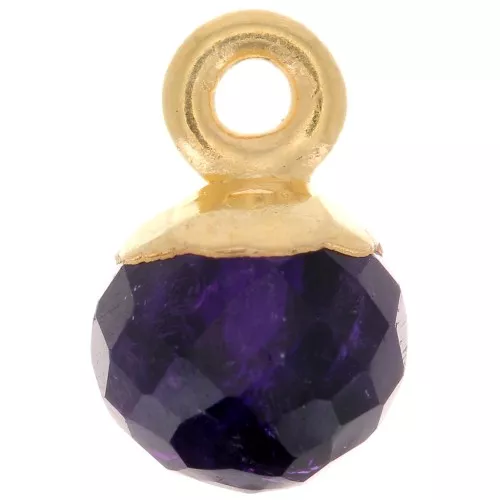 Breloque boule facettée 6 mm - Argent 925 Doré à l'or fin - Amethyste x1