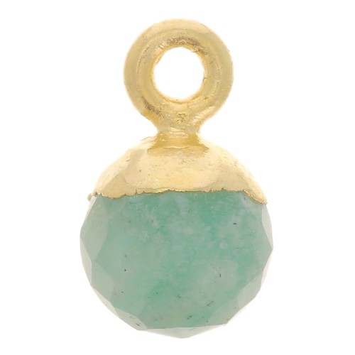 Breloque boule facettée 6 mm - Argent 925 Doré à l'or fin - Amazonite x1