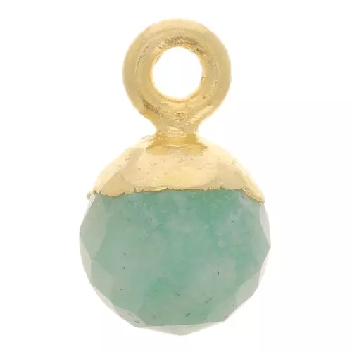 Breloque boule facettée 6 mm - Argent 925 Doré à l'or fin - Amazonite x1