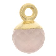 Breloque boule facettée 6 mm - Argent 925 Doré à l'or fin - Quartz rose x1