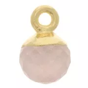 Breloque boule facettée 6 mm - Argent 925 Doré à l'or fin - Quartz rose x1
