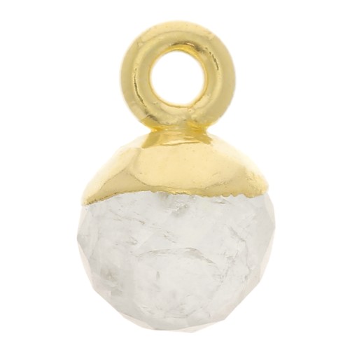 Breloque boule facettée 6 mm - Argent 925 Doré à l'or fin - Pierre de lune x1