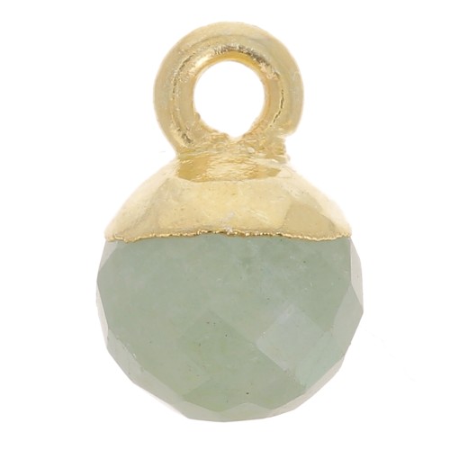 Breloque boule facettée 6 mm - Argent 925 Doré à l'or fin - Aigue-marine x1