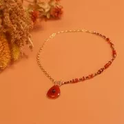 Pendentif poire 30x20 mm en pierre gemme - imitation Cornaline x1