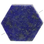 Perle plate forme hexagone 12x10 mm en pierre gemme - Lapis lazuli x1