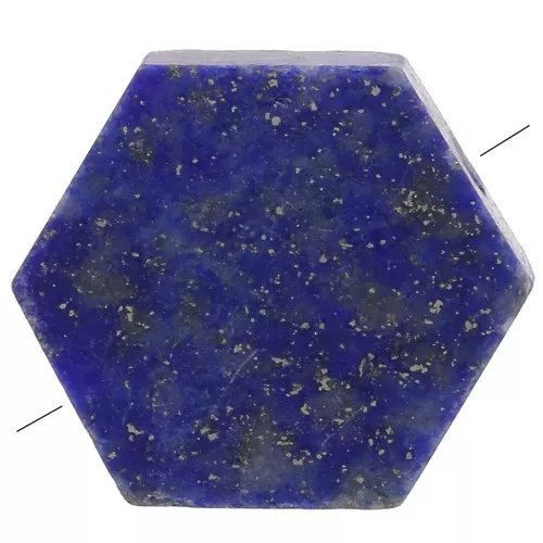 Perle plate forme hexagone 12x10 mm en pierre gemme - Lapis lazuli x1